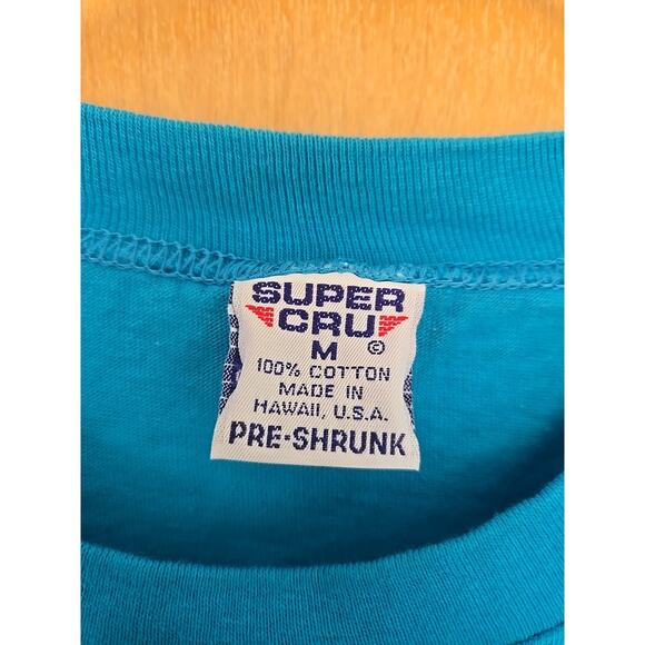 Vintage Hang Loose Hawaii T Shirt Mens Size M Blue 80s Hawaiian Made In USA - Picture 5 of 8